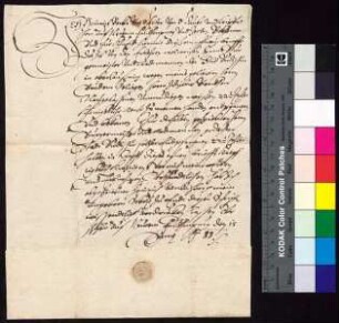Heinrich Berka von Duba und Leipa auf Falkenburg bestätigt Bürgermeister und Rat von Bautzen für die Erben seines verstorbenen Bruders Zdislav Berka von Duba den Empfang der königlichen Rente i.H.v. 22 1/2 Talern.