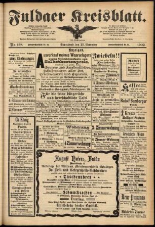 Dritte Ausgabe vom Samstag, den 22. November 1902.