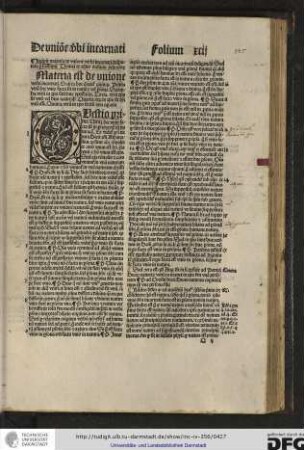 Incipit materia de unione verbi incarnati disputata per sanctissimum Thomam de Aquino ordinis predicatorum.