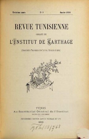 Revue tunisienne, 3. 1896