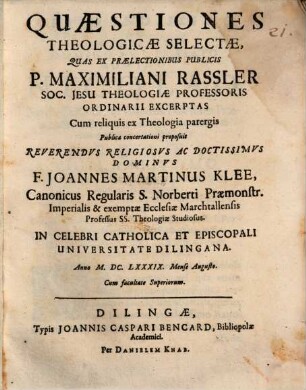 Quaestiones Theologicae Selectae