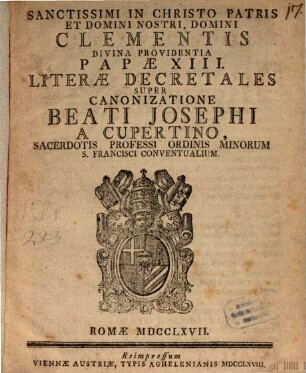 Litterae decretales super Canonizatione B. Josephi a Cupertino