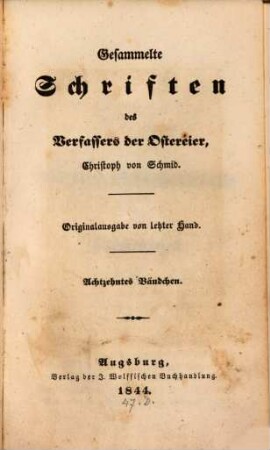 Gesammelte Schriften des Verfassers der Ostereier, Christoph von Schmid, 18. Kleine Schauspiele für Familienkreise