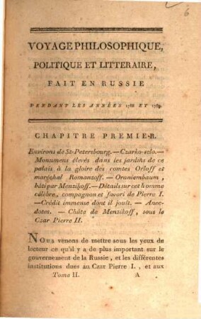 Voyage philosophique, politique et littéraire fait en Russie pendant les années 1788 et 1789. 2