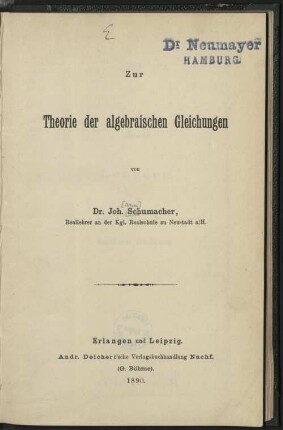 Zur Theorie der algebraischen Gleichungen