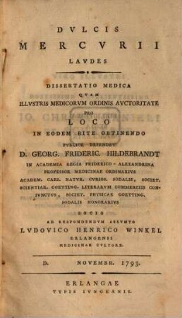 Dvlcis mercvrii lavdes : dissertatio medica ...