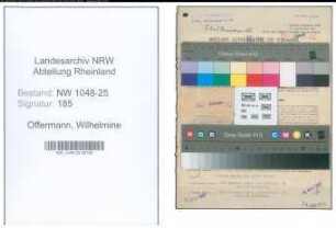 Entnazifizierung Wilhelmine Offermann , geb. 08.03.1895 (Kassiererin)