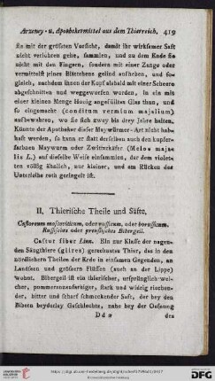 II. Thierische Theile und Säfte