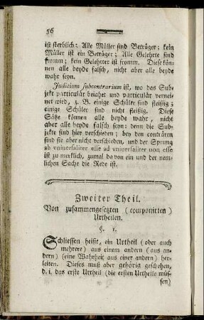 Zweiter Theil. Von zusammengesetzten (componierten) Urtheilen.