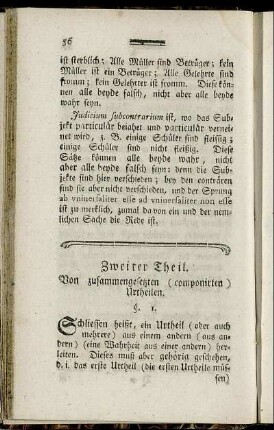 Zweiter Theil. Von zusammengesetzten (componierten) Urtheilen.
