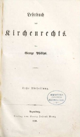 Lehrbuch des Kirchenrechts, 1
