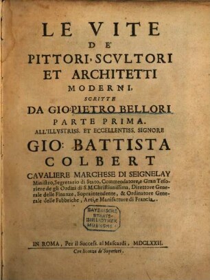 Le vite de'pittori, scultori et architetti moderni