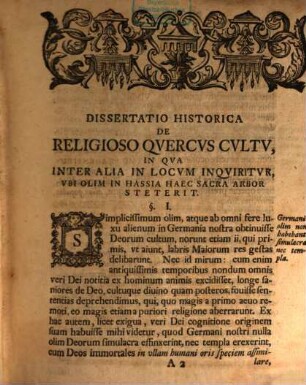 Dissertatio historica de cultu religioso arboris Iovis, praesertim in Hassia