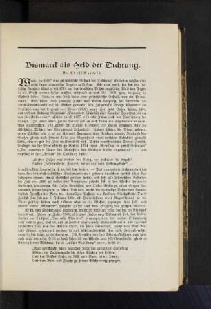 Bismarck als Held der Dichtung. Von Adolf Bartels.