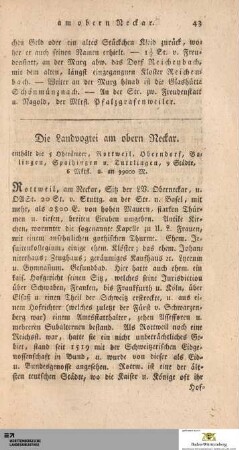 Die Landvogtei am obern Neckar
