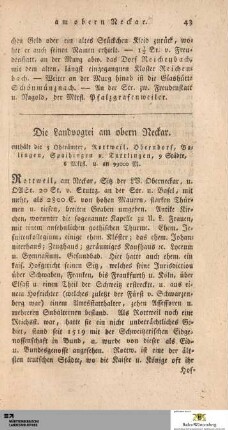 Die Landvogtei am obern Neckar