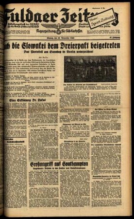 Ausgabe vom Montag, den 25. November 1940.