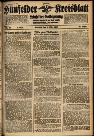Erste Ausgabe vom Mittwoch, den 03. März 1937.