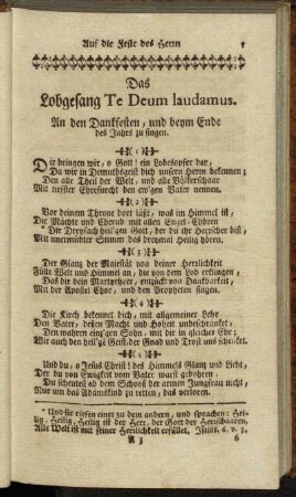 Das Lobgesang Te Deum laudamus. - Fasten-Lieder.