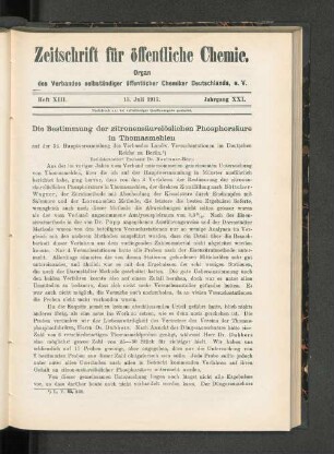 Heft XIII. 15. Juli 1915.