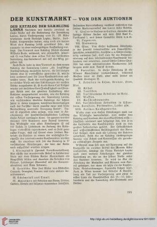 Der Kunstmarkt - Von den Auktionen