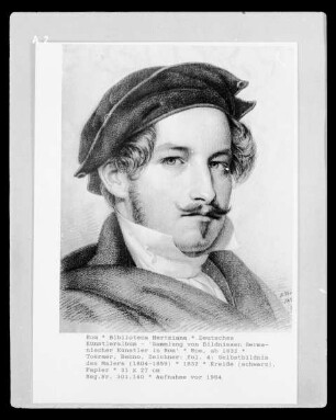 Deutsches Künstleralbum: Sammlung von Bildnissen Germanischer Künstler in Rom — fol. 4: Selbstbildnis des Malers (1804-1859)