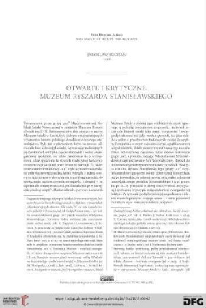 Seria nowa 20: Otwarte i krytyczne : Muzeum Ryszarda Stanisławskiego