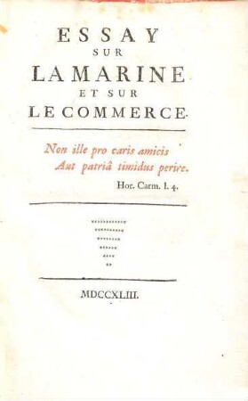 Essay sur la marine et sur le commerce