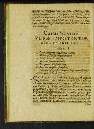 Caput Sextum Verae Impotentiae Species Proponit.