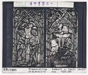 Esslingen, Frauenkirche: Geburt und Taufe Christi, um 1320/30
