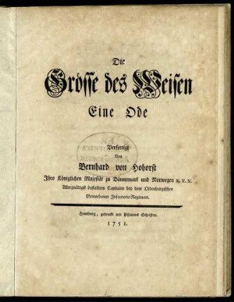 Die Grösse des Weisen : Eine Ode