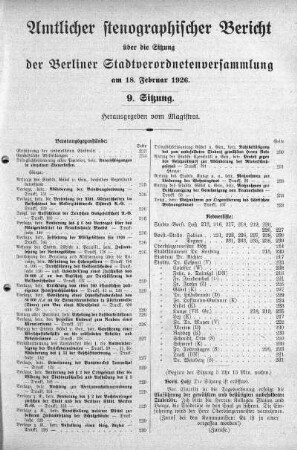 Sitzung 9, 18. Februar 1926