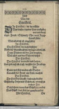 Lied, Von der Eitelkeit
