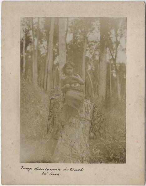 "Young Araucanian woman in the jungle near Cura"