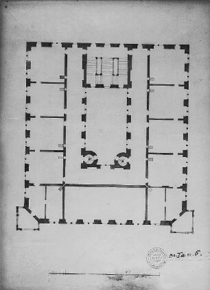 Dresden, Stallgebäude, heute Johanneum, 1. nach 1. Umbau, Grundriss, nach 1731
