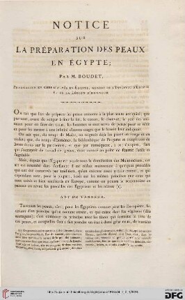 Notice sur la préparation des peaux en Égypten