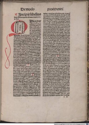 Incipit libellus d[oc]ans modum legendi Modus legendi abbreuiaturas in vtroq[ue] Jure
