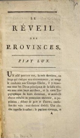 Le réveil des provinces