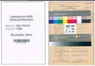 Entnazifizierung Maria Baumeister , geb. 08.11.1891 (Lehrerin)