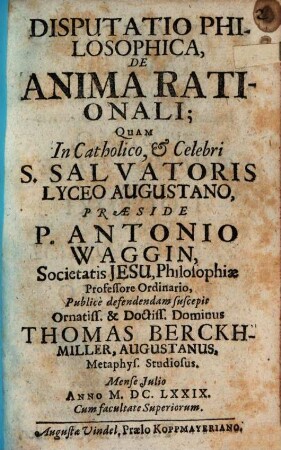 Disp. philos. de anima rationali