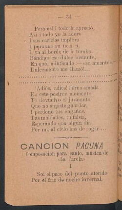 Canción pacuna : Composición para canto, música de "La carola"