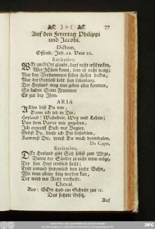 Auf den Feyertag Philippi und Jacobi. Dictum. Offenb. Joh. 22. Vers 20.