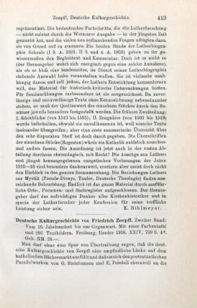 413-414 [Rezension] Zoepfl, Friedrich, Vom 16. Jahrhundert bis zur Gegenwart