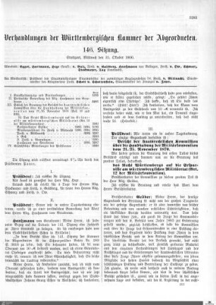 146. Sitzung, Stuttgart, 31.10.1900