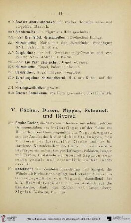 V. Fächer, Dosen, Nippes, Schmuck und Diverse (Nr. 233-263)