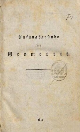 Anfangsgründe der Geometrie