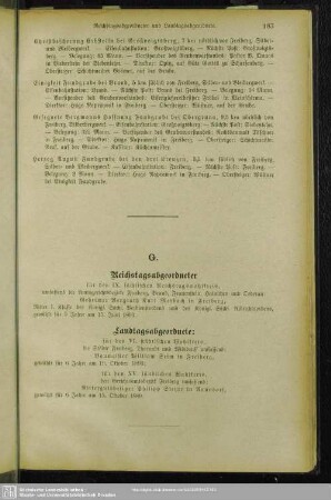 G. Reichstagsabgeordneter, Landtagsabgeordnete