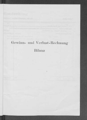 Gewinn- und Verlust-Rechnung / Bilanz