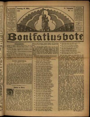Erste Ausgabe vom Sonntag, den 16. März 1924.