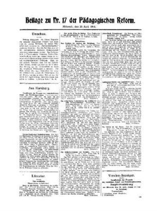 Literatur : Beilage zu Nr. 17 der Pädagogischen Reform
